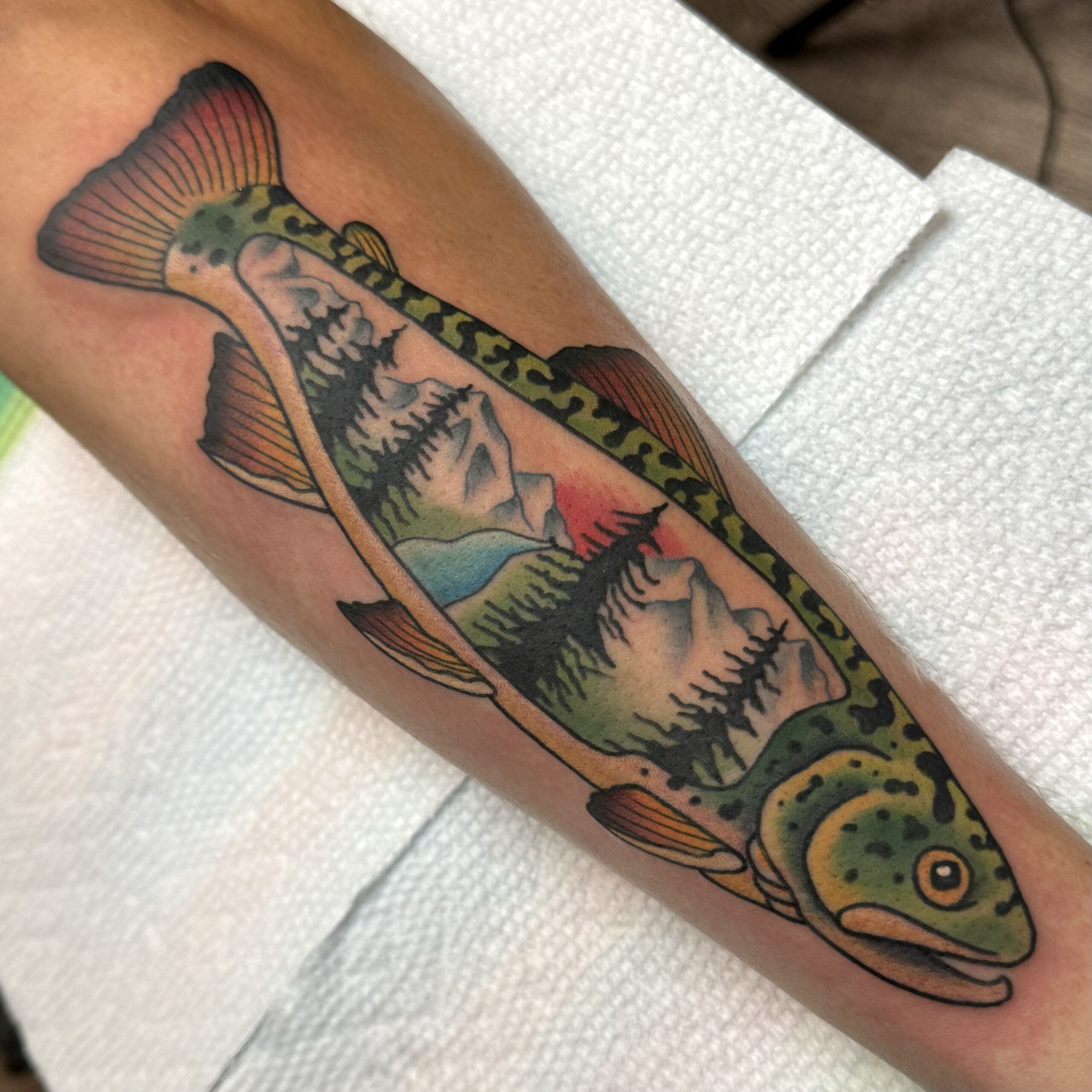 landscape trout tattoo