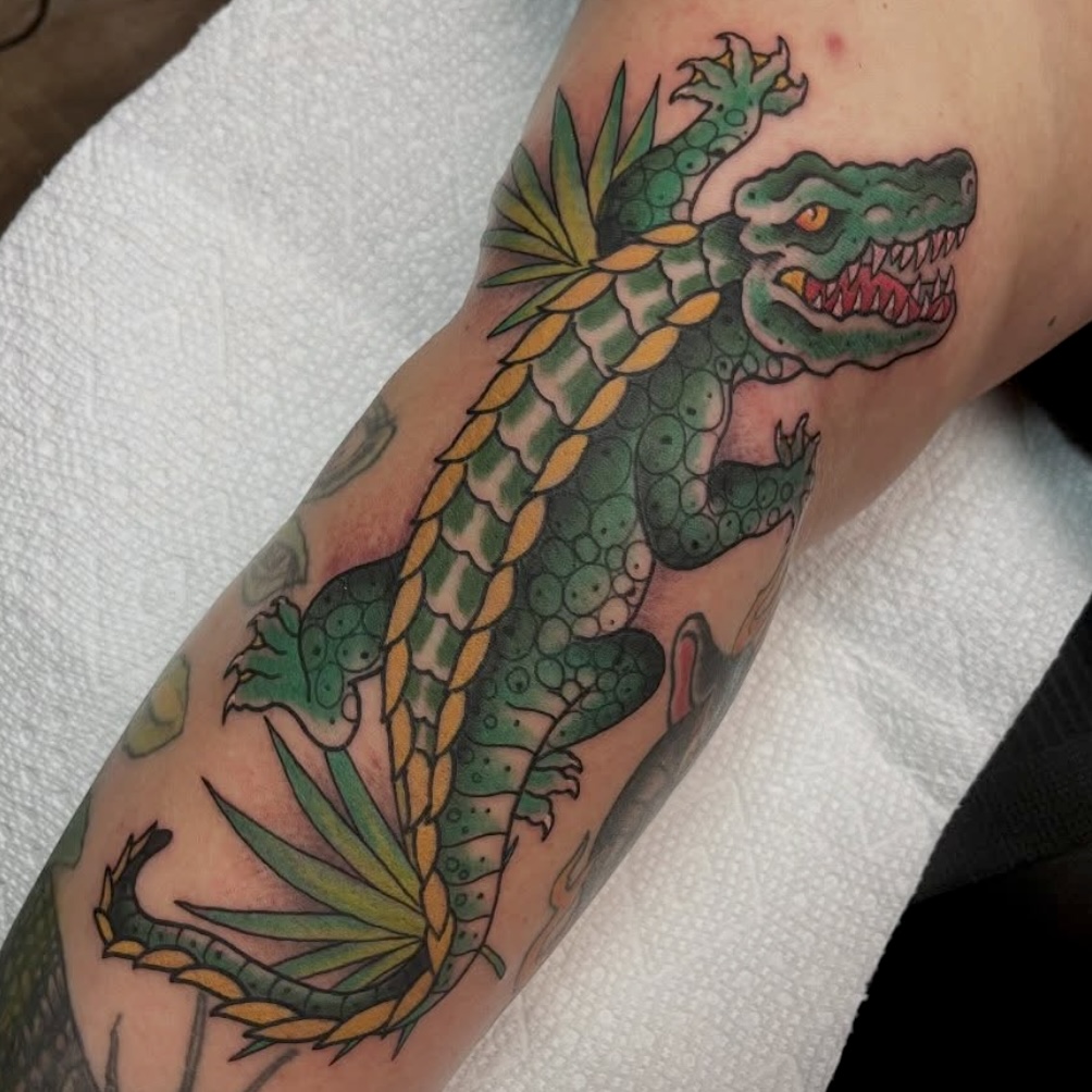 color traditional alligator tattoo - Evan Domanski - Orwigsburg, PA - allentown - harrisburg - reading, pa - schuylkill county