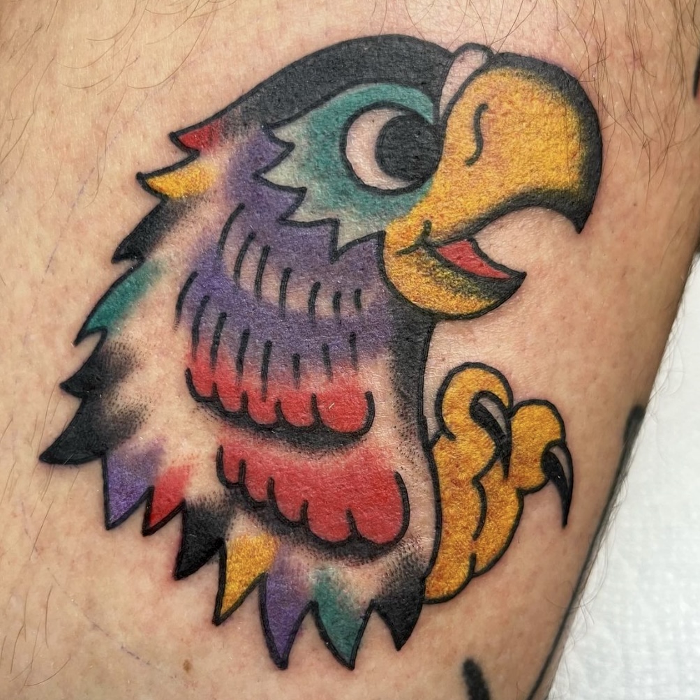 color parrot head tattoo - Evan Domanski - Orwigsburg, PA - allentown - harrisburg - reading, pa